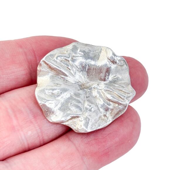 Vintage Artisan Sterling Silver 925 Textured Organic Floral Pendant - Picture 1 of 8